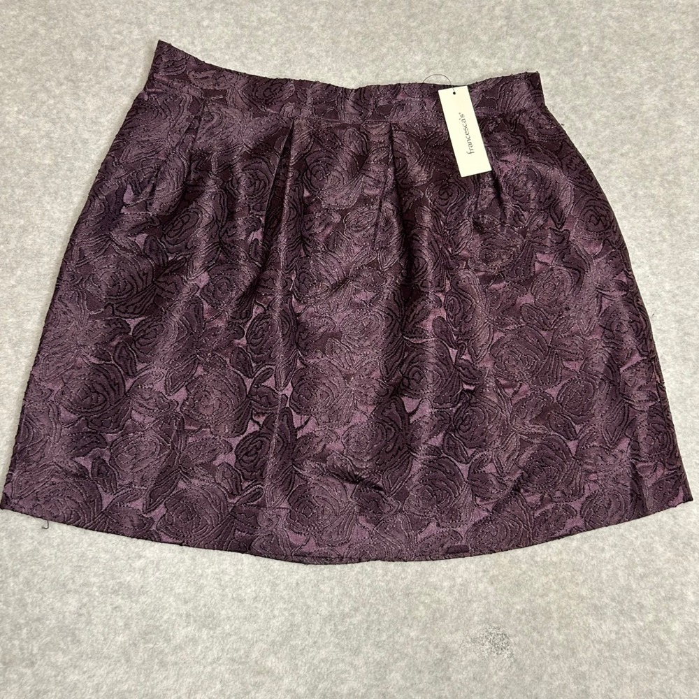 Francesca's Blue Rain Purple Floral Jacquard Skirt Women's Size M Medium‎ New